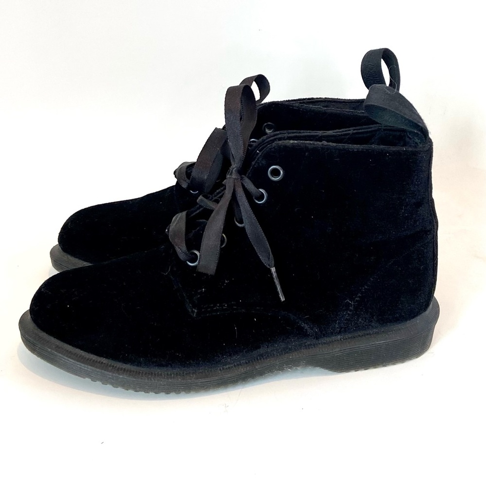 Dr Martens Docs Black Velvet Boots RARE